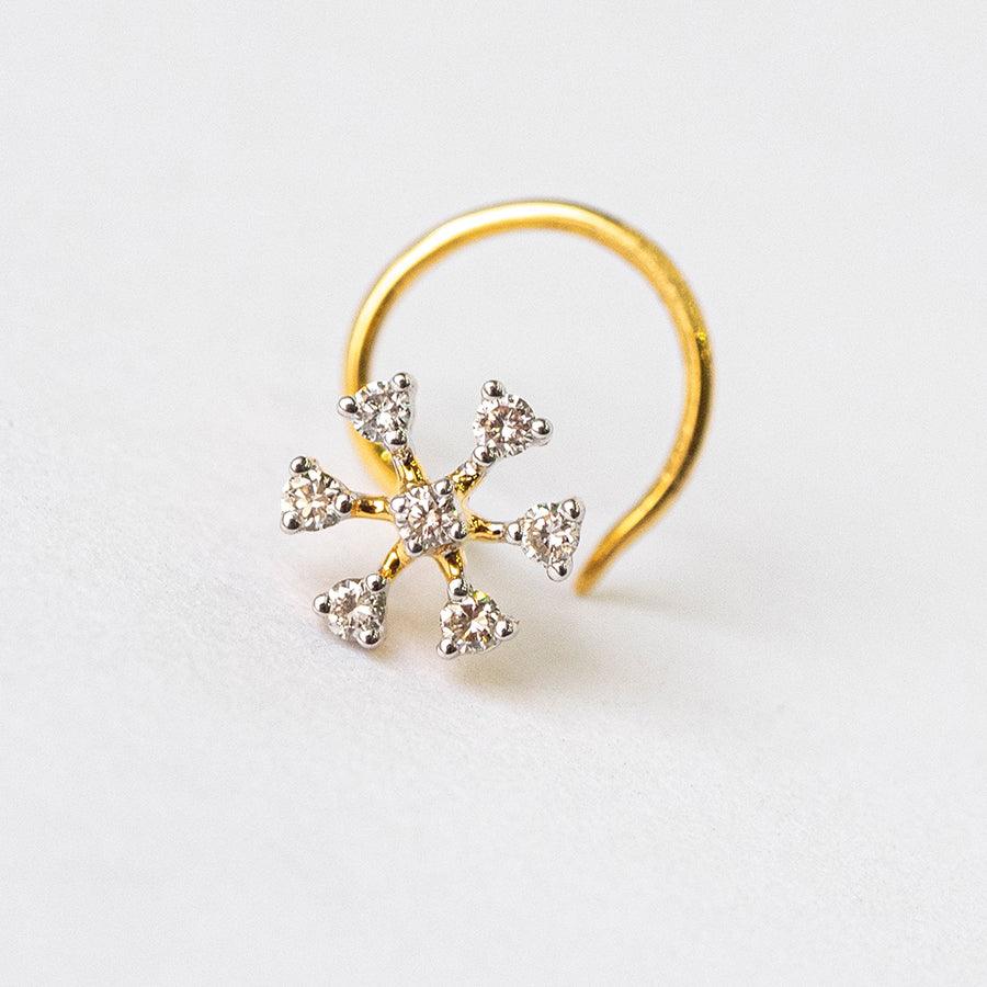 18ct Gold Diamond Cluster Wire Back Nose Stud. - Image 4