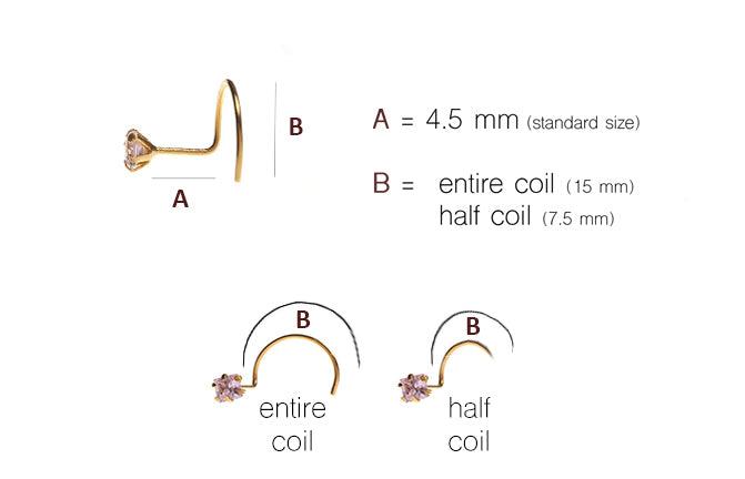 18ct Gold Diamond and Gemstone Wire Coil Back Nose Stud. - Image 4