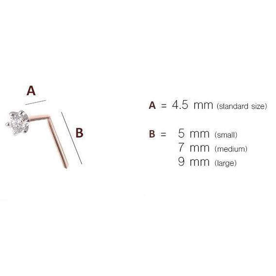 18ct Gold Diamond L Shaped Back Nose Stud (0.01ct - 0.10ct) - Image 3