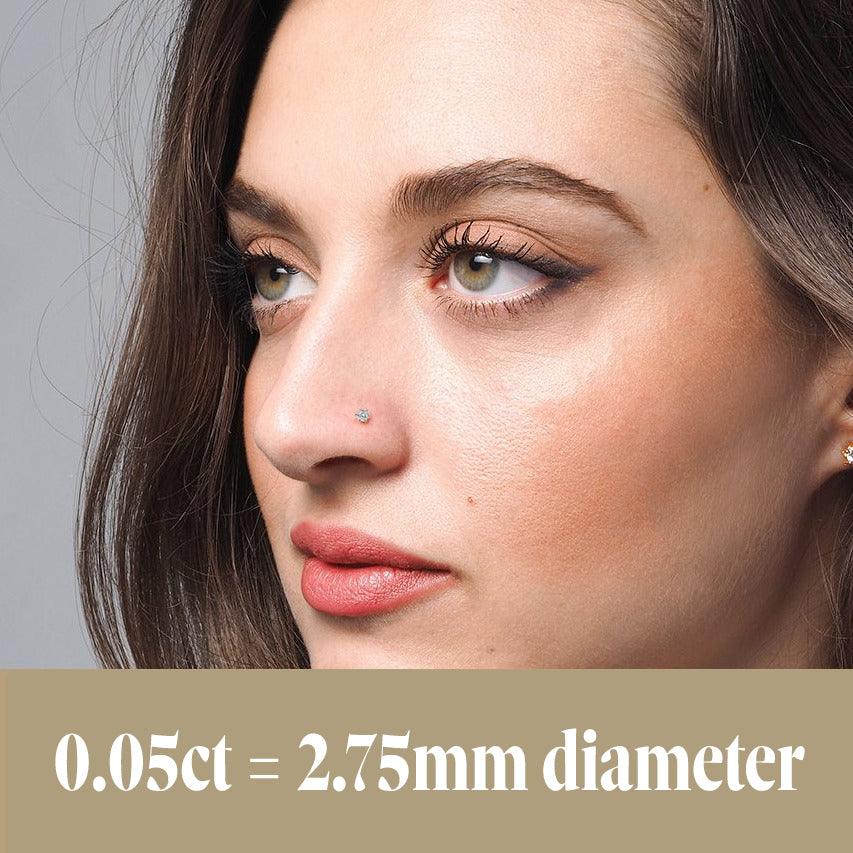 18ct Gold Diamond L Shaped Back Nose Stud (0.01ct - 0.10ct) - Image 7
