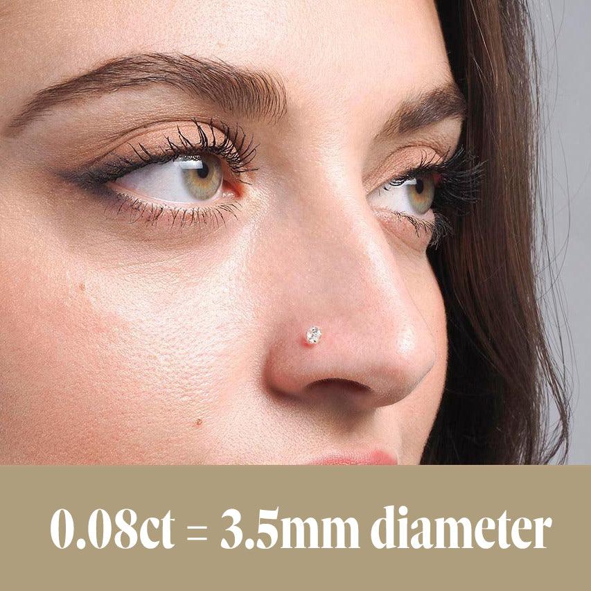 18ct Gold Diamond L Shaped Back Nose Stud (0.01ct - 0.10ct) - Image 9