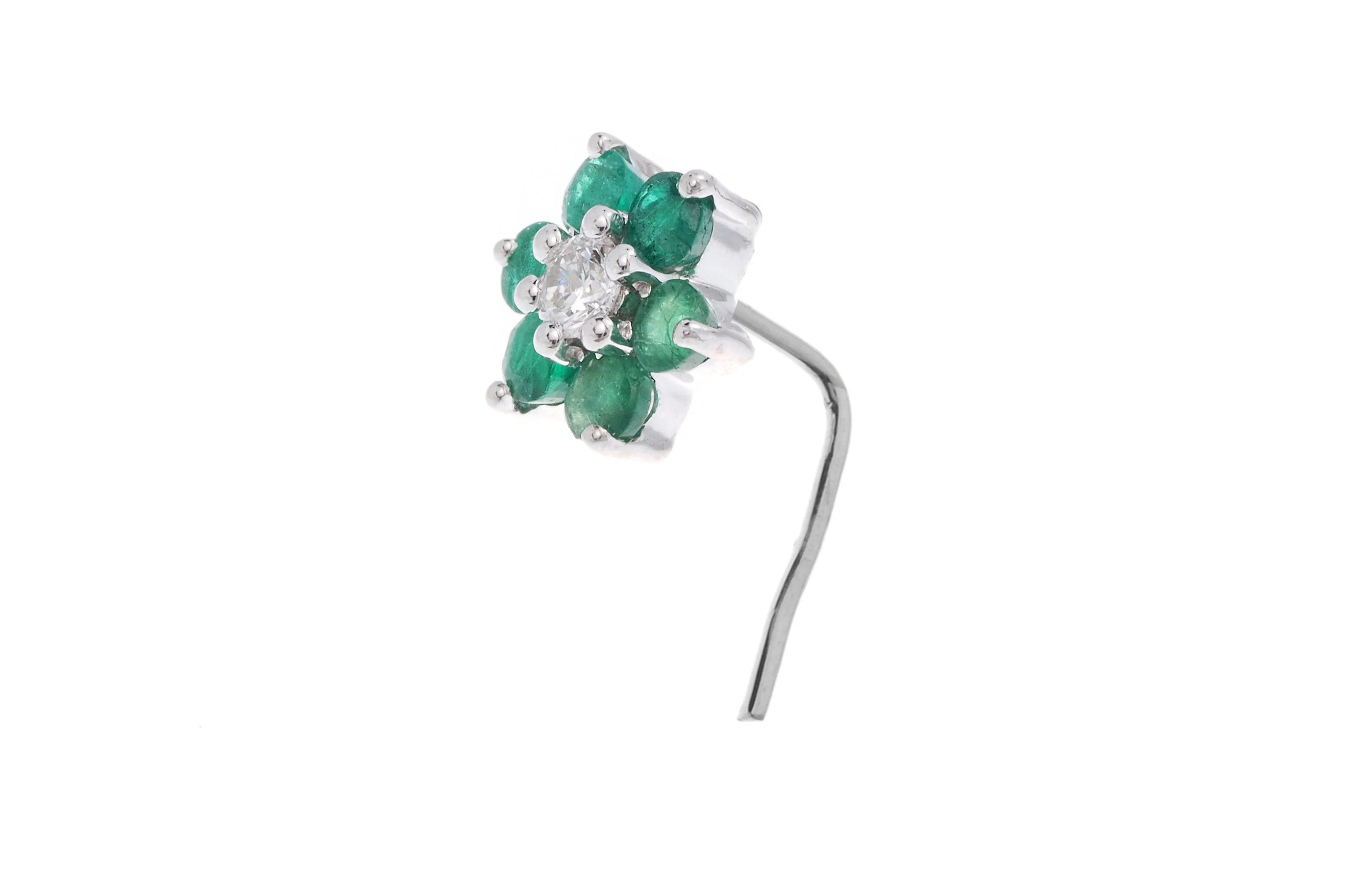 18ct Gold Diamond and Gemstone L-shape Back Nose Stud - Image 4