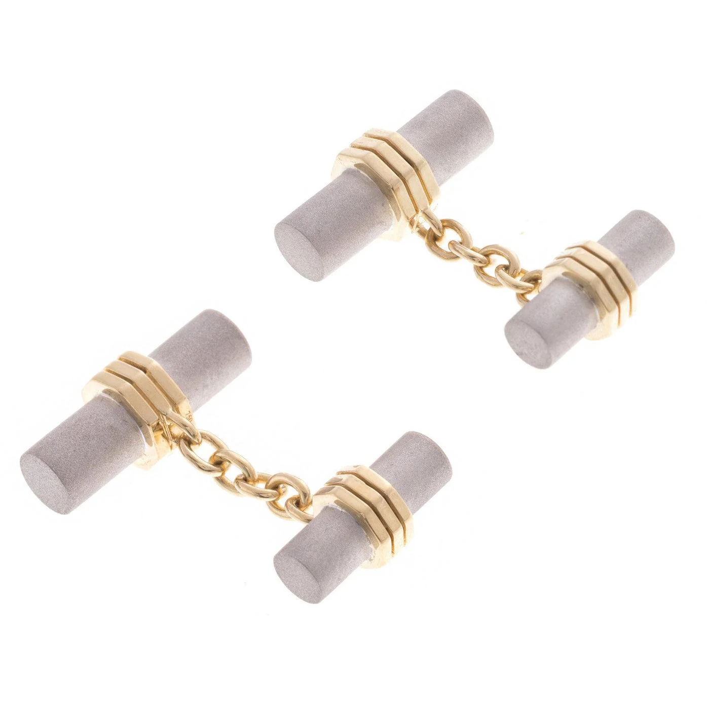 18ct White & Yellow Gold Men's Cufflinks CU-2537 - Image 5