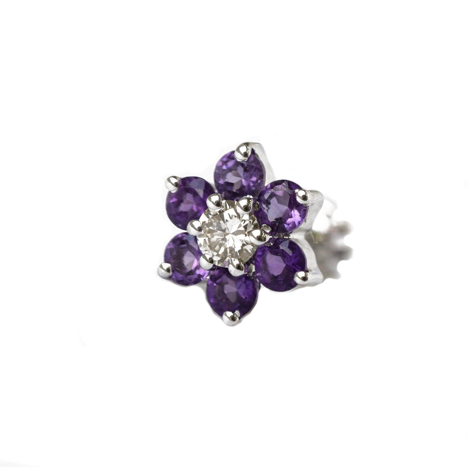18ct Gold Diamond and Emerald / Sapphire / Ruby / Amethyst / Turquoise Screw Back Nose Stud - Image 8