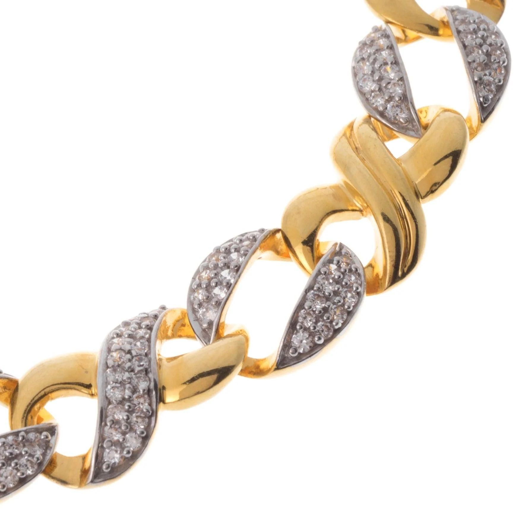 22ct Gold Curb Link Gents Bracelet with Cubic Zirconia Stones | Gents Bracelet - Image 3
