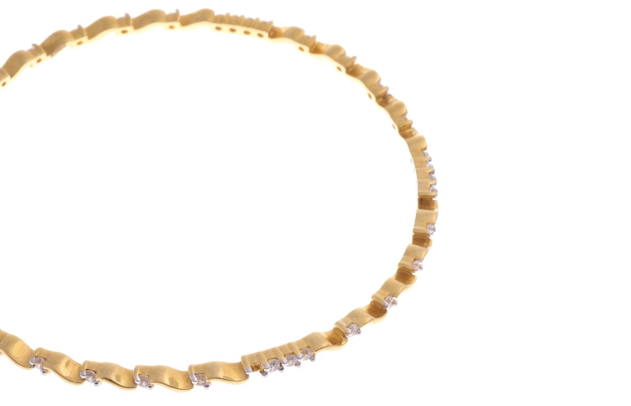 22ct Yellow Gold Bangle set with Cubic Zirconias - Cubic Zirconia Gold Bangles - Image 5