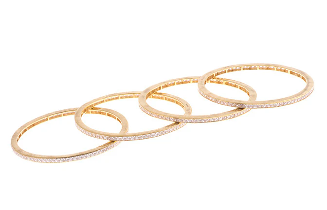 Stone Set 22ct Gold and Cubic Zirconia Bangles - Image 3